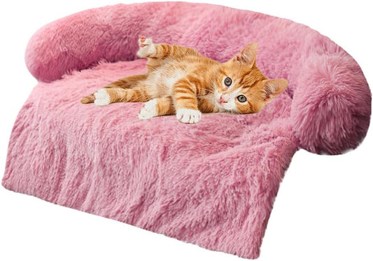 Tinaco Luxurious Calming Dogs/Cats Bed Mats, Dog Pad Washable Removable Couch Cover, Plush Long Fur Mat for Pets, Waterproof Lining, Perfect for Small, Medium and Large Dogs and Cats (Pink, 34"x30")