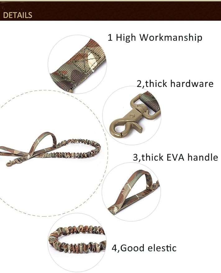 Tactical Scorpion Gear Dog Leash Canine K9 Military Training Vest Harness