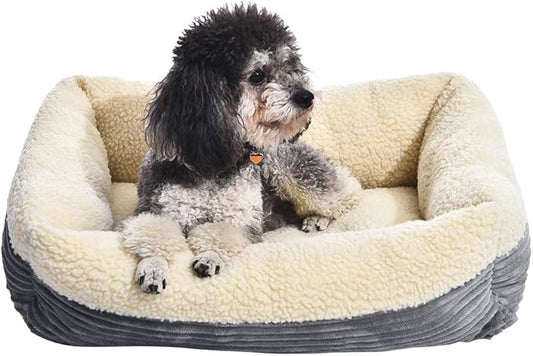 Amazon Basics 24-Inch Machine Washable Self Warming Pet Bed For Cat or Dog, Rectangle, Grey, 24"L x 20"W x 7"H