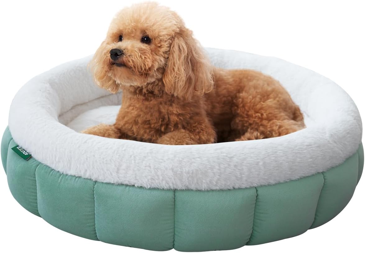BALANCE Cat Beds for Indoor Cats, Washable Round Cat Bed, Cute Kitten Bed with Anti-Slip Bottom for Kitty and Puppy, 23 Inches, Granite Green