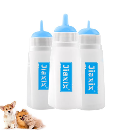 3 Pack Kitten Silicone Bottle Feeding Kit,Nipple & Feeding Kit for Kittens, Reusable Newborn Kitten Supplies, Suitable for Feeding Kitten, Puppy, Rabbit,Hamster (Blue, Small+Medium+Large)
