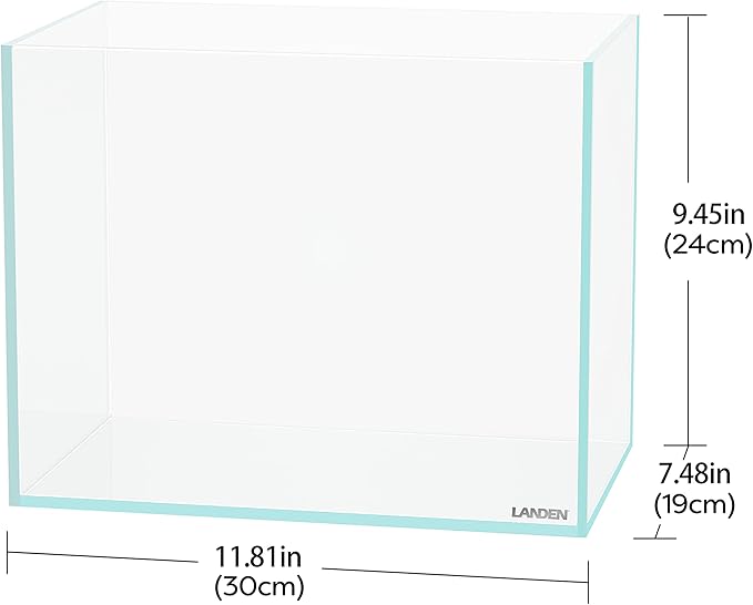 LANDEN 30N 3.2 Gallon Nano Rimless Low Iron Aquarium Tank, W11.8×D7.5×H9.4 in(30x19x24cm) 5mm Thickness with Nano Foam Leveling Mat Included