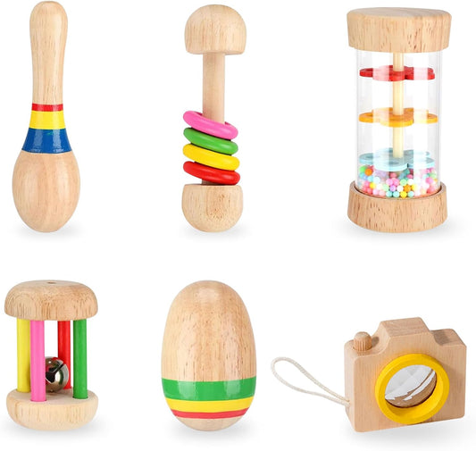 6pcs Rabbit Toys for Bunnies Boredom, Wooden Bunny Toy, Enrichment Toys for Guinea Pigs, for Indoor Outdoor Small Animals Chinchillas Hamsters Playing Gift