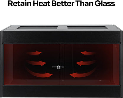 50 Gallon Reptile Enclosure, 36" x 18" x 18" Wooden Reptile Terrarium with Double Hinge Sliding Doors & Top Screen Ventilation, Better Heat Preservation, Suitable for Bearded Dragon Gecko Ball Python