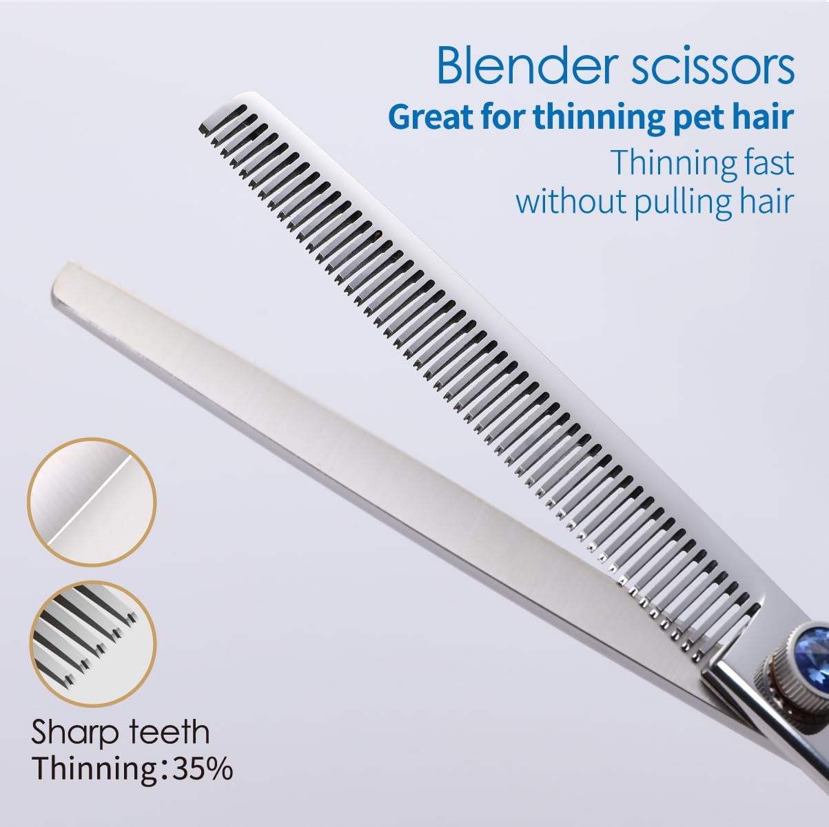 Left Handed Dog Grooming Scissors Kit 8 in Professional Curved Thinning Straight Shear 3pcs Set for Grooming Big Dogs Poodle Pet Japan 440C Stainless Steel(8.0'' Kit, 4Pcs)