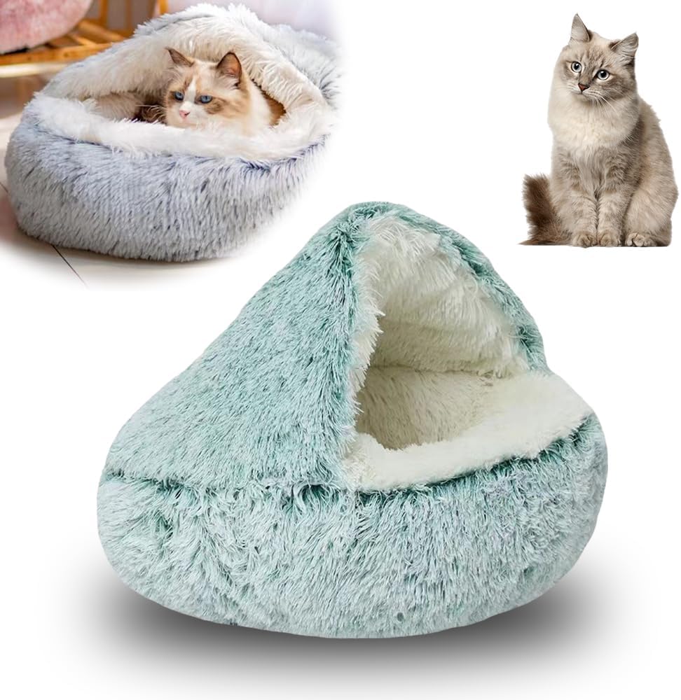 Lapcatz Nest Bed, 2026 Upgraded Cat Beds for Indoor Cats, Portable Fluffy Pet Bed, Durable Covered Cat Bed for Indoor Use, Soft Puppy Bed for Pet Owners (Green, Large)