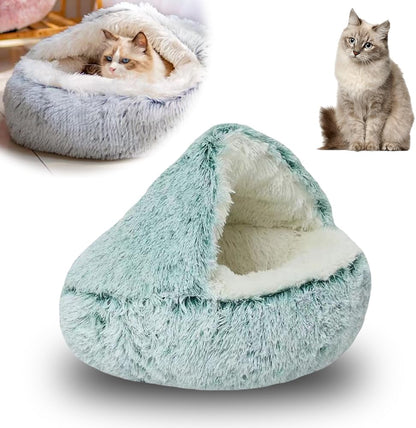 Lapcatz Nest Bed, 2026 Upgraded Cat Beds for Indoor Cats, Portable Fluffy Pet Bed, Durable Covered Cat Bed for Indoor Use, Soft Puppy Bed for Pet Owners (Green, Large)
