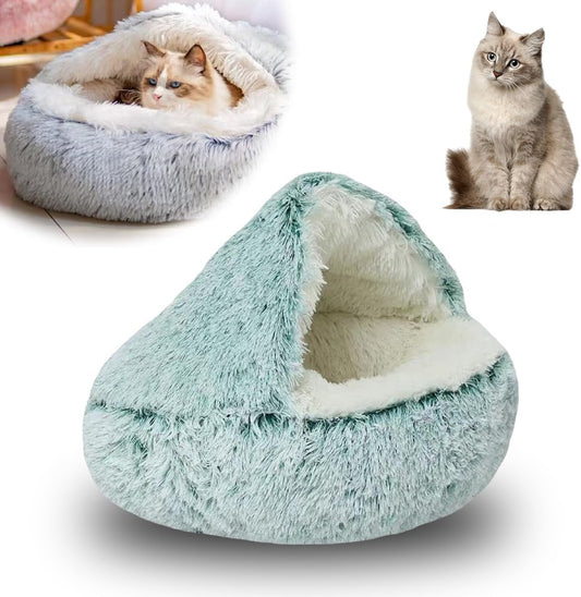 Lapcatz Nest Bed, 2026 Upgraded Cat Beds for Indoor Cats, Portable Fluffy Pet Bed, Durable Covered Cat Bed for Indoor Use, Soft Puppy Bed for Pet Owners (Green, Large)