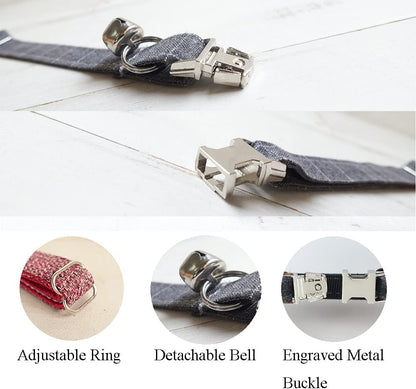 Personalized Cat Collar with Name Plate,Adjustable Tough Nylon Cat ID Collars with Bell,Customize Engraved Pet Name and Phone Number (Plaid Style B)