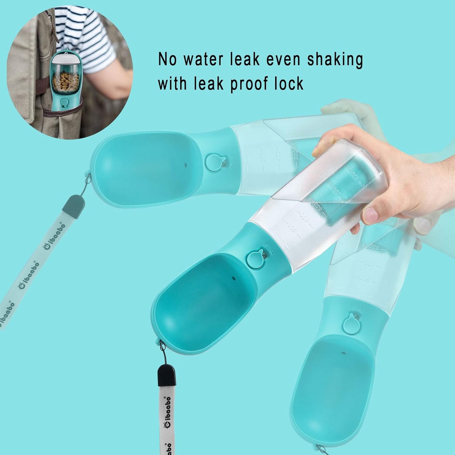 Dog Water Bottle with Food Container & Poop Bag Holder, Travel Water Bowl, Portable Pet Dispenser, Dog Gifts Stuff Accessories Items, Puppy Essentials for Yorkie Chihuahua Walking Hiking