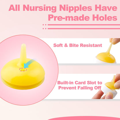 Kitten Bottle Feeding kit with Feeding Nipple and Syringe, Soft Silicone Nursing Pet Feeding Bottle, Ventilation Valve Resistant Tearing for Small Puppies, Kittens, Rabbit (M Nipple-Yellow)