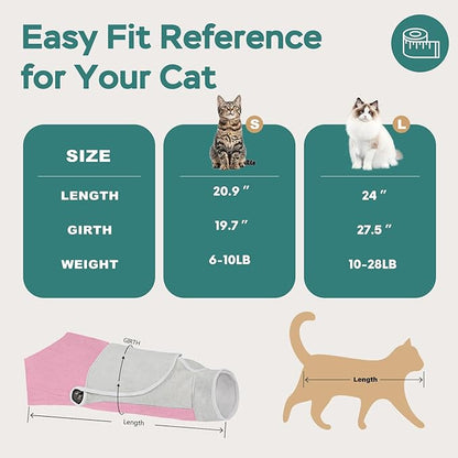 Self-Adhesive Cat Grooming Wrap, Cozy Cat Wrap for Cutting Nails, Breathable Anti-Scratch Cat Swaddle Bag for Brushing, Ear Cleaning, Dental Care, Medication, Injections,Pink L