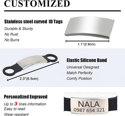 Personalized Kitten Cat Collar with Silent Slide On Silicone Name Tag | Adjustable and Durable Nylon Collar with Bell | Custom Laser Engraved Pet Name | Phone Number | Suitable for Kitten Cat