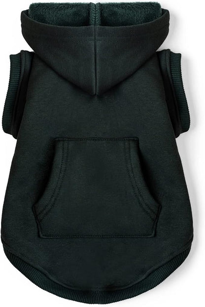 Koneseve Dog Hoodie Fleece Puppy Clothes Warm Sweater with Hat for Small Dogs Cat Hooded Shirt Kitten Pet Basic Sweatshirt with Pocket Doggie Soft Winter Coat Apparel (Green; S)