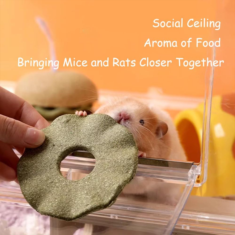 Hamburger-Shaped Hamster Toy Timothy Hay,Bunny Toys, for Pet Rabbits, Guinea Pigs, and Chinchillas