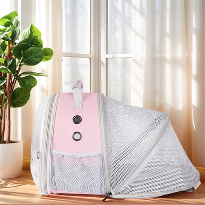 Back Expandable Backpack for Small Animals, Portable Travel Bag Breathable Pet Carrier Cages for Bunny, Guinea Pig, Bearded Dragon, Lizard, Rabbit, Squirrel, Tortoise, Kitten, Sugar Glider