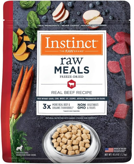 Instinct Freeze Dried Raw Meals, Natural Dry Dog Food, Grain Free - Real Beef, 45 oz. Bag