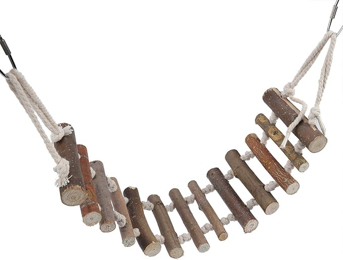 Bird Ladder, Naturals Rope Wooden Ladder Bird Toy Swing Ladder Toy for Parrots Pet Hamster Bird Swing Toy Bird Wood Bridge Parrot Wooden for Parrots Pet Hamster Bird