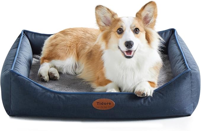 Orthopedic Dog Beds for Medium Dogs, Durable Egg Crate Foam Sofa Dog Bed wit Washable Removable Cover,Waterproof Lining,Pet Bed for Large Dogs (Navy Blue, 31.5" L x 25.2" W x 7" Th)