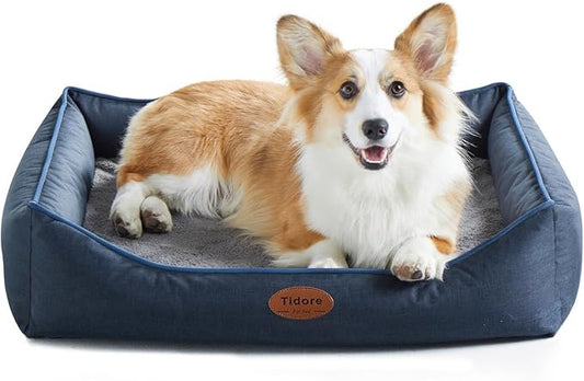 Orthopedic Dog Beds for Medium Dogs, Durable Egg Crate Foam Sofa Dog Bed wit Washable Removable Cover,Waterproof Lining,Pet Bed for Large Dogs (Navy Blue, 31.5" L x 25.2" W x 7" Th)