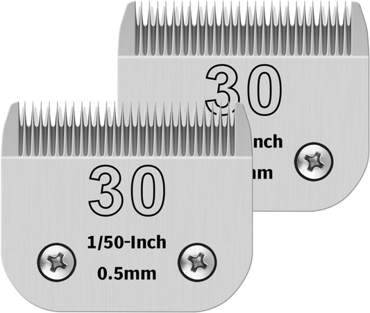 30# Pet Dog Grooming Detachable Ceramic Blades Compatible with Andis,Oster A5,Wahl KM10 Clippers,Cut Length 1/50"(0.5mm) -2 PCS