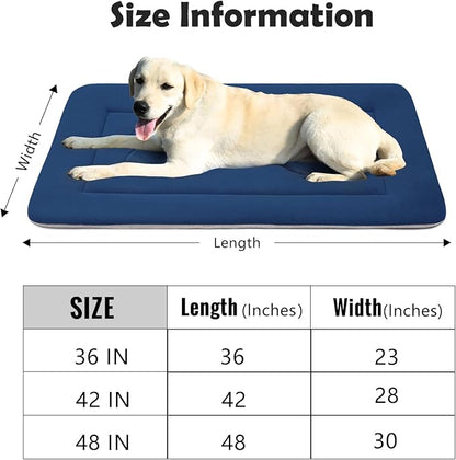 JoicyCo Extra Large Dog Bed Soft Dog Crate Pad Mat, 48 in Non-Slip Bottom Washable Dog Sleeping Mattress Pet Beds Cat Bed Kennel Pad, Dark Blue