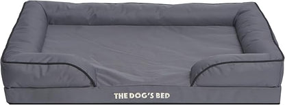 The Dog’s Bed, Orthopedic Standard Foam Waterproof Dog Bed with Standard Support, XL Grey with Black Trim, Waterproof, Supportive Dog Bed with Replaceable Covers