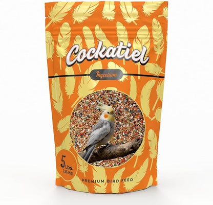 Mycelium Cockatiel Cuisine Bird Food | 5 lb Premium Seed Mix with Vegetables, Fruits, Sunflower Seeds, Oat Groats & Buckwheat for Energy, Digestion, and Feather Health | Organic & Non-GMO