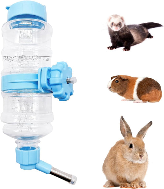 16.7oz Guinea Pig No Drip Water Bottle,Rabbit Hanging Leakproof Water Dispenser,Bunny Automatic Feeder,Ferret Cages Crate Accessories for Chinchilla Hedgehog Squirrel (Blue)