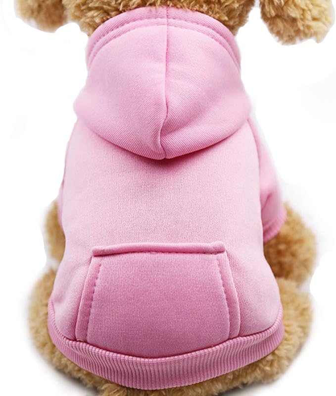 Jecikelon Winter Dog Hoodie Sweatshirts with Pockets Warm Dog Clothes for Small Dogs Chihuahua Coat Clothing Puppy Cat Custume (Pink, X-Small)