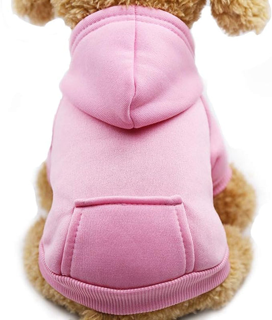 Jecikelon Winter Dog Hoodie Sweatshirts with Pockets Warm Dog Clothes for Small Dogs Chihuahua Coat Clothing Puppy Cat Custume (Pink, X-Small)