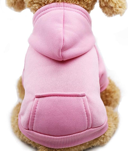 Jecikelon Winter Dog Hoodie Sweatshirts with Pockets Warm Dog Clothes for Small Dogs Chihuahua Coat Clothing Puppy Cat Custume (Pink, XX-Small)