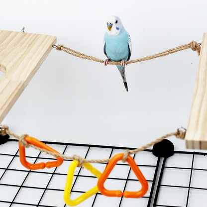 FlidRunest 2 Pack Bird Perch Bird Feeding Cup Parrot Wood Perch Stand Toy Bird Cage Accessory for Parakeet Lovebird Conure Budgie Canary Finch Small Parrots 11.8x5.1 Inches