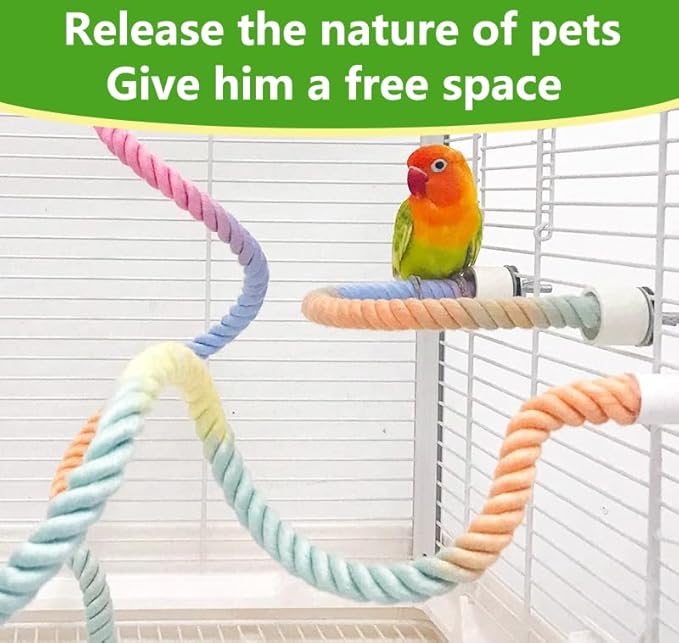 3Pcs Rope Perches for Bird Cages, Rope Perch for Parrots, Cockatiels & Parakeets, Bird Cage Accessories