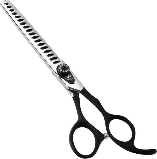 Fenice Peak 7.5'' Dog Chunker Scissors For Grooming 440C Stainless Steel Black Non-Slip Handle Sharp Blades Professional Pet Trimming Scissors for Cats Thinning Rate 75%