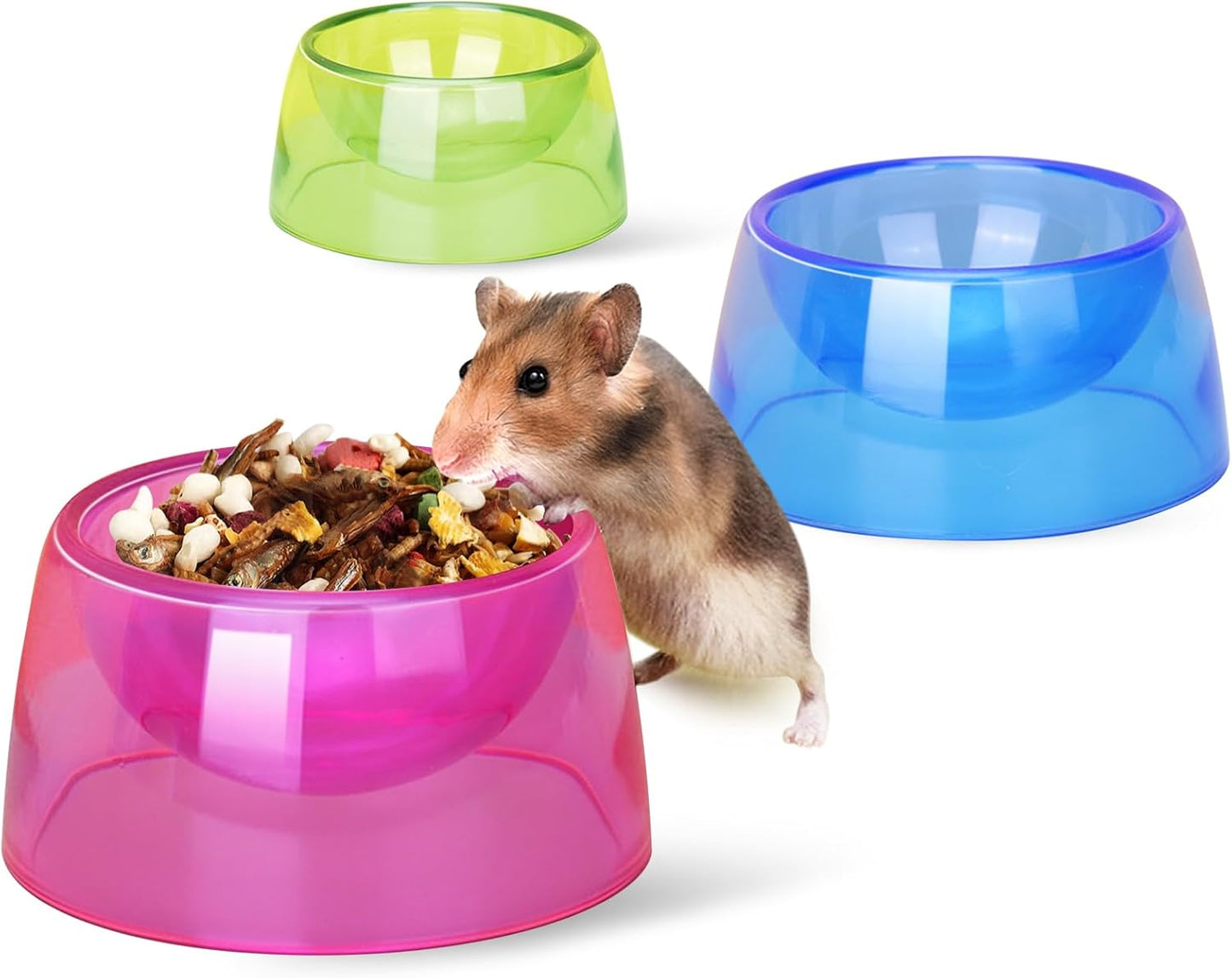 Small Animals Food & Water Bowl Set - 3pcs, Dwarf Hamster & Mice Feeder Bowl with Water Feeder Container