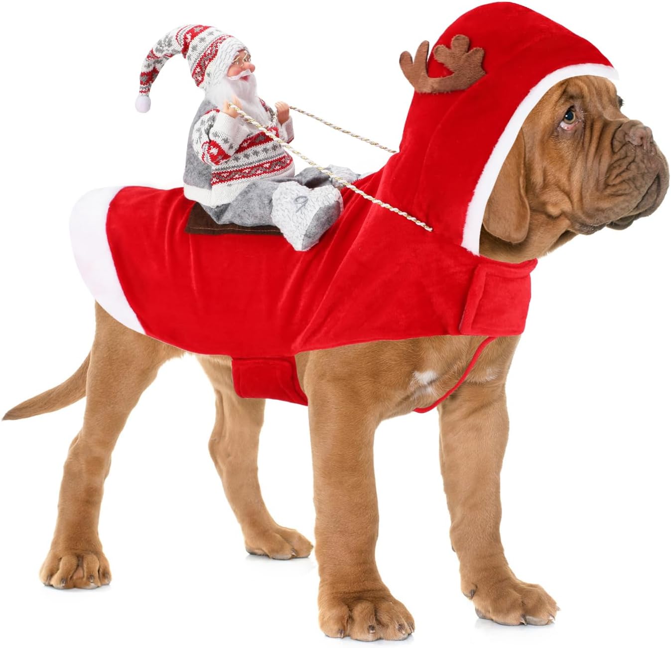 BWOGUE Santa Dog Costume Christmas Pet Clothes Santa Claus Riding Pet Cosplay Costumes Party Dressing up Dogs Cats Outfit for Small Medium Large Dogs Cats