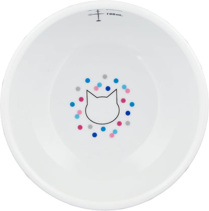Necoichi Elevated Cat Water Bowl – Ceramic Raised Cat Bowl, Prevents Neck & Whisker Fatigue – Dishwasher & Microwave Safe – Pet Water Bowl for Cats (Colorful Dots, Extra Tall)