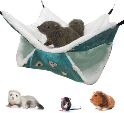 LEFTSTARER Pet Small Animal Hanging Hammock Ferret Bunkbed Hammock Cage Toy for Hamster Rat Sugar Glider Parrot Guinea Pig Hideout Play Sleep (Sweet Candy)