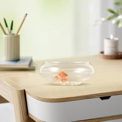 POPETPOP Small Fish Bowl, Transparent Glass Hydroponic Vase for Home Decor, Round Shallow Planter for Daffodils Succulents and Aquatic Plants - 5.9 Inch