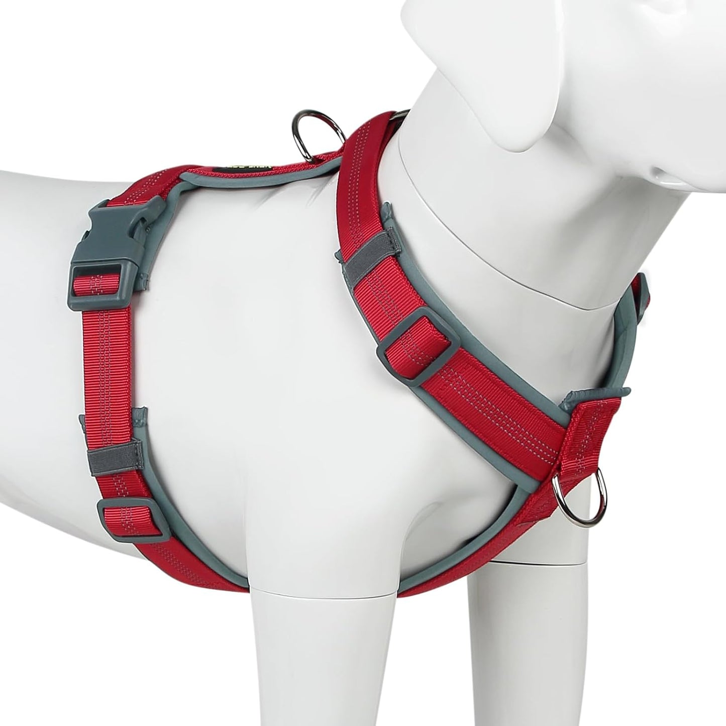 Plutus Pet No Pull Dog Harness, Adjustable Nylon Harness with Soft Padding, Reflective and Heavy Duty Dog Harness for Small, Medium, Large Dogs(Red, M)