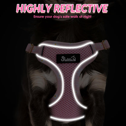 SlowTon Small Dog Harness - No Pull Dog Harness and Leash Set, Soft Mesh Lightweight Puppy Vest Harnesses, Adjustable Pet Harnesses for XXS XS Small Medium Easy Walk Hiking (Pink, XXS)
