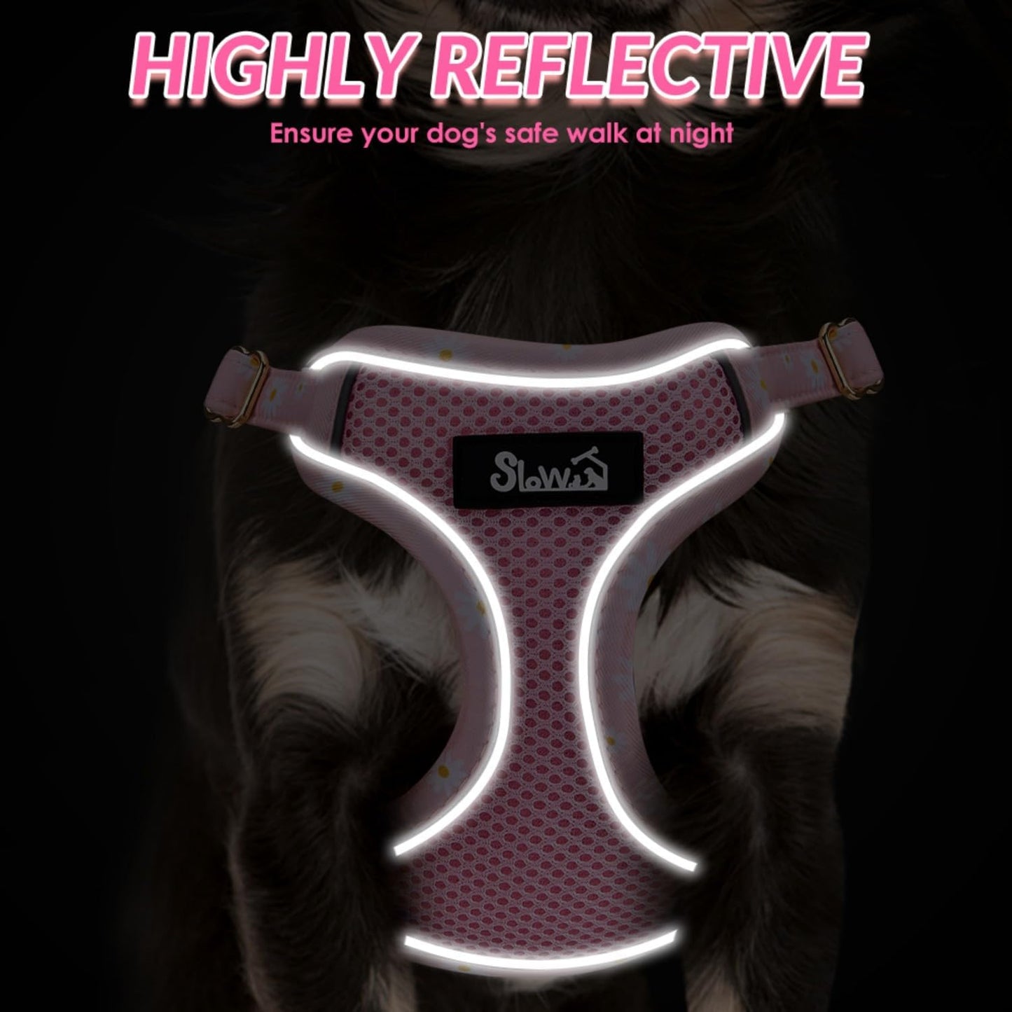 SlowTon Small Dog Harness - No Pull Dog Harness and Leash Set, Soft Mesh Lightweight Puppy Vest Harnesses, Adjustable Pet Harnesses for XXS XS Small Medium Easy Walk Hiking (Pink, XS)