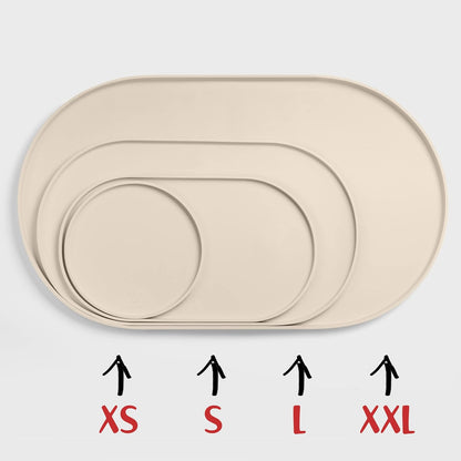 DogBuddy Dog Food Mat - Waterproof Dog Bowl Mat, Silicone Pet Mat for Food and Water Bowls, Nonslip Pet Feeding Mat with Edges, Dogs Food Mats for Floors, Puppy Supplies (White Sand)