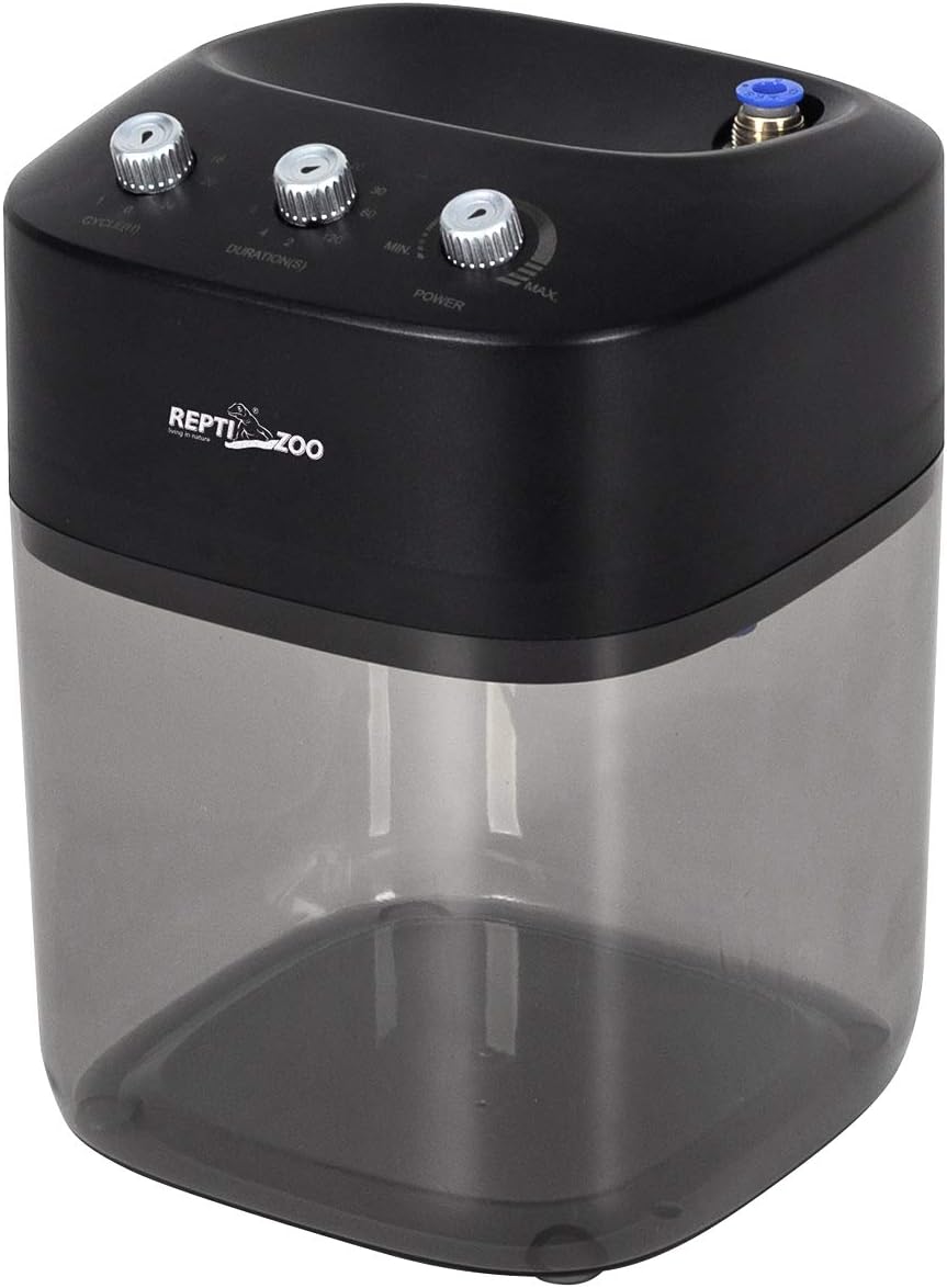 REPTI ZOO 2.2L Solo Adjustable Starter Mister for Reptile Terrariums Humidifier High Pressure Silent Pump Machine Misting Rainforest Sprayer System Tank with 2PCS Nozzles for Reptiles/Amphibians