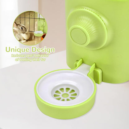 Rypet Hanging Rabbit Water Bottle Cage, 21oz Guinea Pig Water Bottle Dispenser, Automatic Small Pet Cage Water Feeder for Bunny Chinchilla Hamster Hedgehog Ferret Rat Gerbil Small Animal (Green)