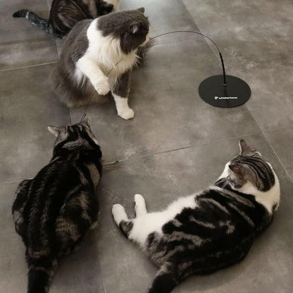 Whiskertons Interactive Bird Simulation Cat Toy Set, Interactive Cat Toys for Indoor Cats, Cat Feather Toy, Self-Holding Suction Base, 5 Replacement Birds, Feathers & Bells (Weighted Base + Wire)