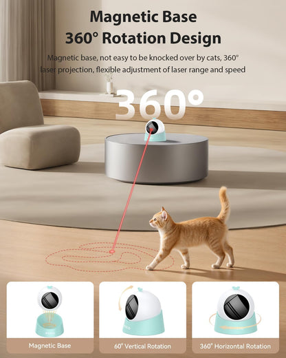 ROJECO Auto Laser Cat Toy - Random Motion Track, Magnetic 360° Base, Run Quiet,Rechargeable with 1000mAh Battery, Auto Sleep & 3 Speed Modes, Safe for Cats,Interactive Cat Toys for Bored Indoor,Green
