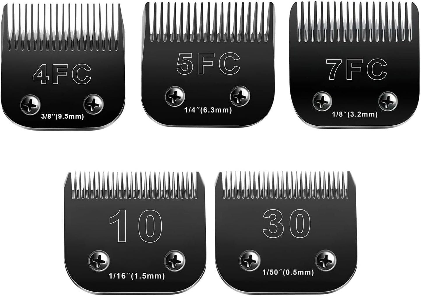 10 Blades Dog Grooming Blades Compatible with Andis/Oster A5/Wahl KM-10 Series Dog Clippers,Detachable Clipper Replacement Blade,Black (5PCS Black-#10+30+4FC+5FC+7FC)