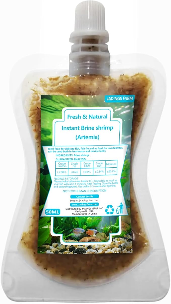 Brine Shrimp Fish Food, Ready to Use Aquarium Fish Food, Non-Living Instant Food for Betta Saltwater Marine Freshwater Fish (Adult Brine Shrimp)